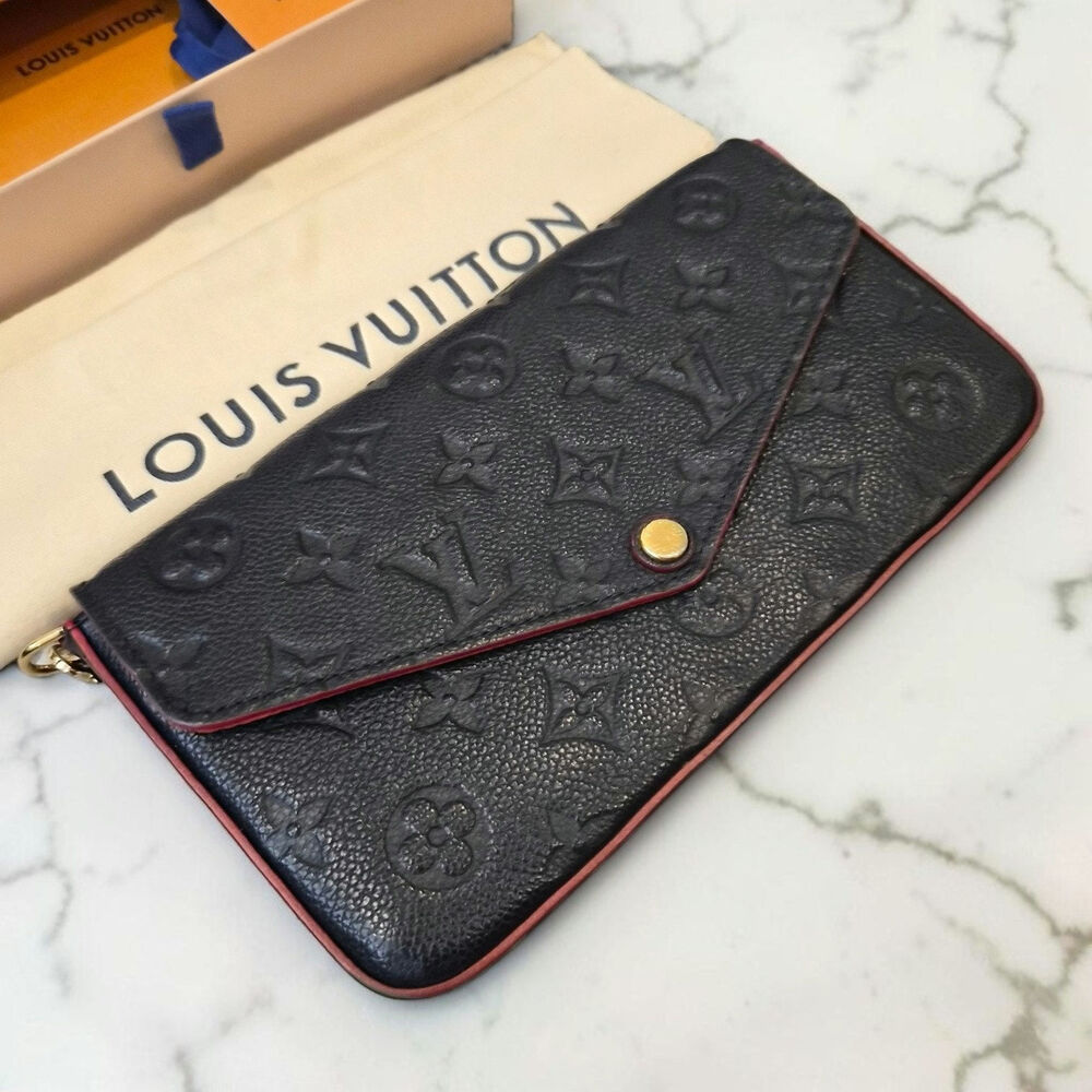 Authentic Louis Vuitton Monogram Empreinte Pochette Felicie Marine Rouge France - Picture 4 of 11